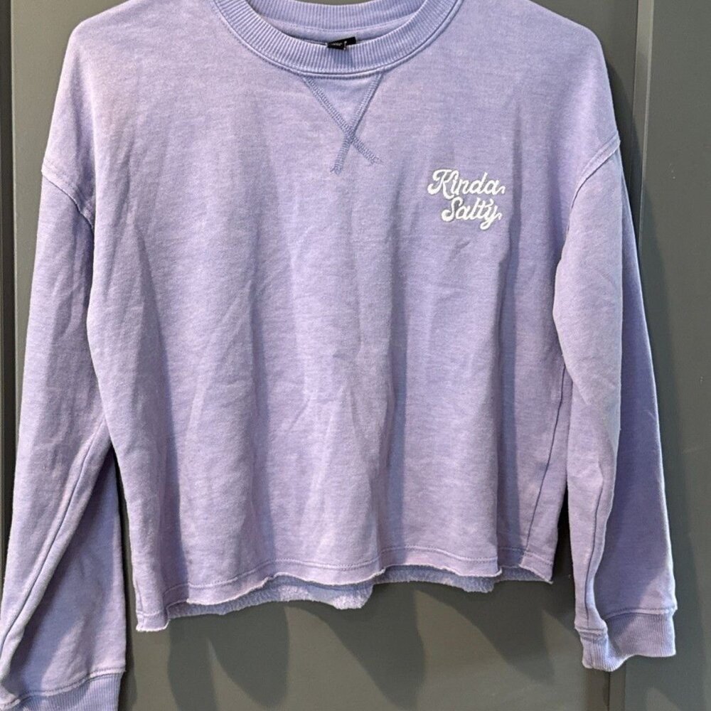 Girls Purple Lightweight Sweatshirt Size Large 10/12 Kinda Salty